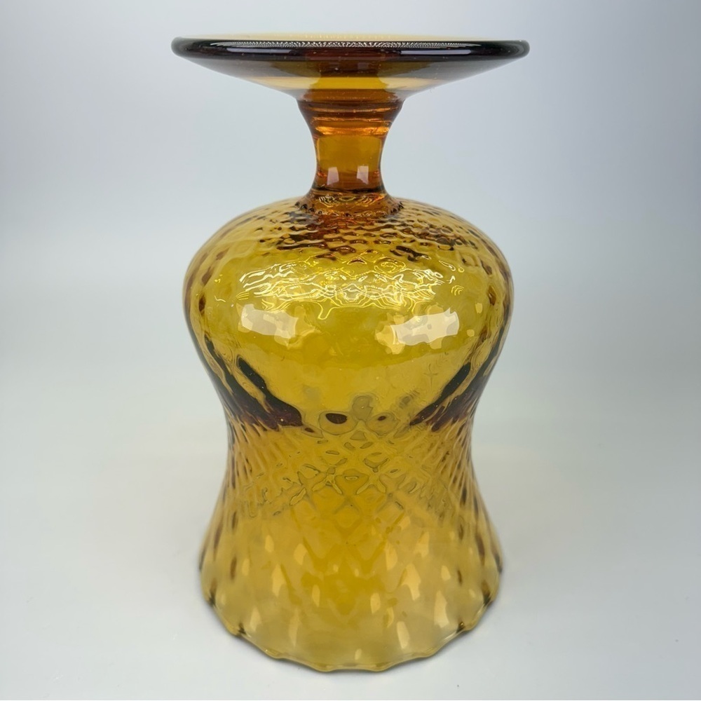 Vintage Empoli Amber Optic Glass Vase - Picture 8 of 9